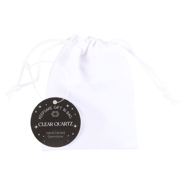 Bonhomme de neige en cristal de quartz transparent dans une bourse