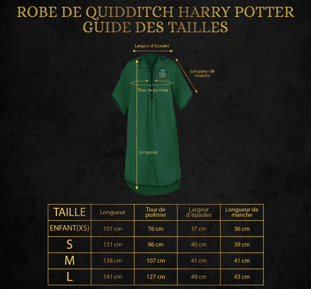 Robe de Quidditch "Taille S" Serpentard personnalisable - Harry Potter