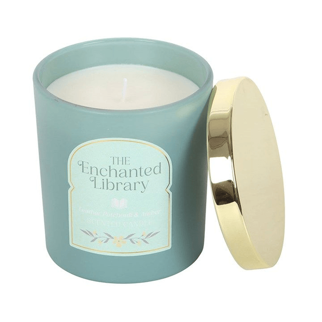 Bougie Cuir, Patchouli et Ambre "La Bibliothèque Enchantée"