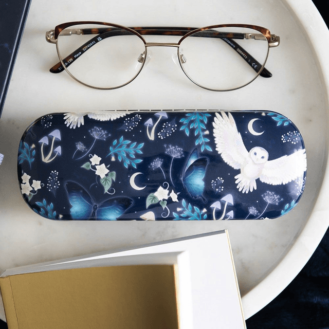 Étui à lunettes à imprimé hibou de vol de nuit
