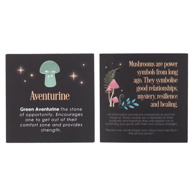 Champignon magique en cristal d'aventurine avec sac en velours