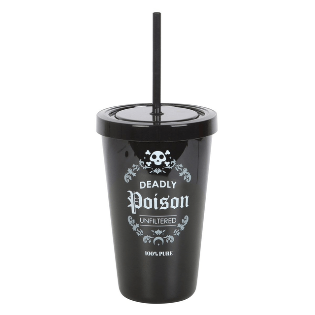 Gobelet en plastique avec paille et poison mortel