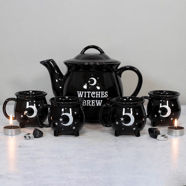 Service à thé en chaudron en céramique Witches Brew
