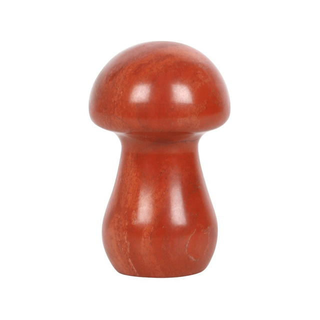Champignon magique en cristal de jaspe rouge avec bourse