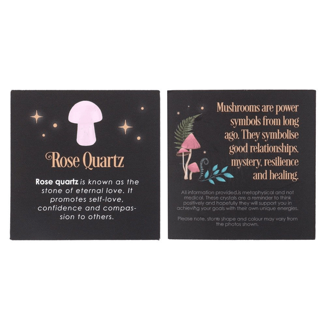 Champignon magique en cristal de quartz rose avec sac