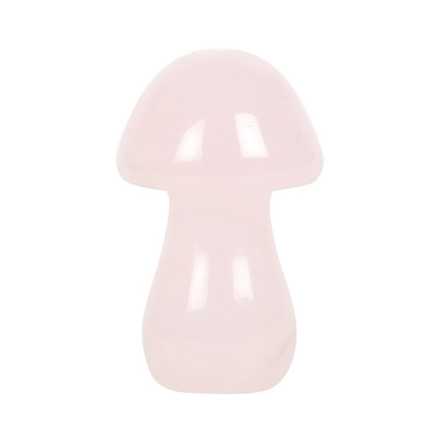 Champignon magique en cristal de quartz rose avec sac