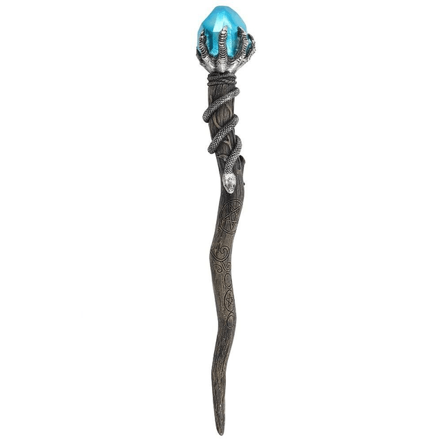 Baguette à griffes en argent avec gemme bleue