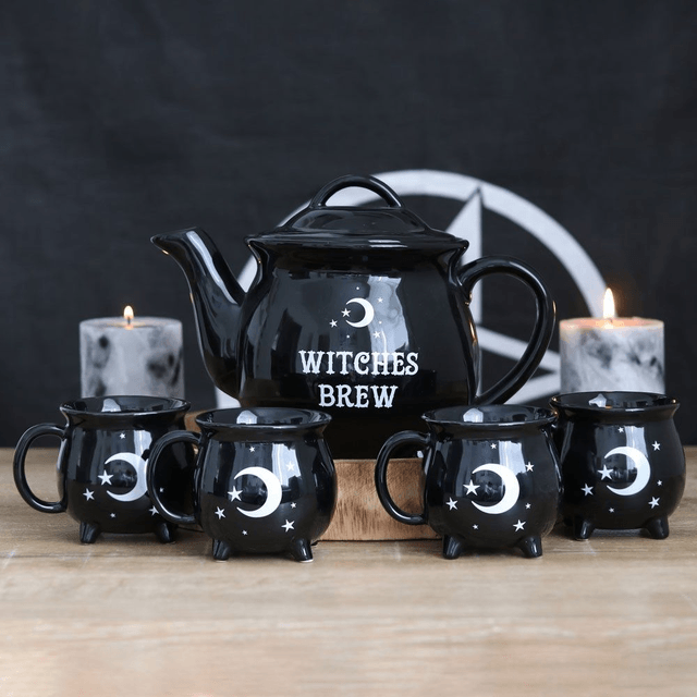 Service à thé en chaudron en céramique Witches Brew