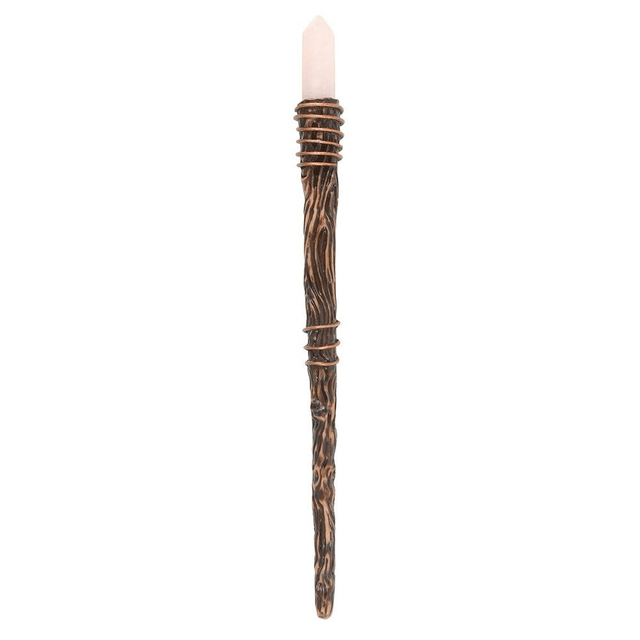 Baguette en cristal de quartz rose fine et romantique.