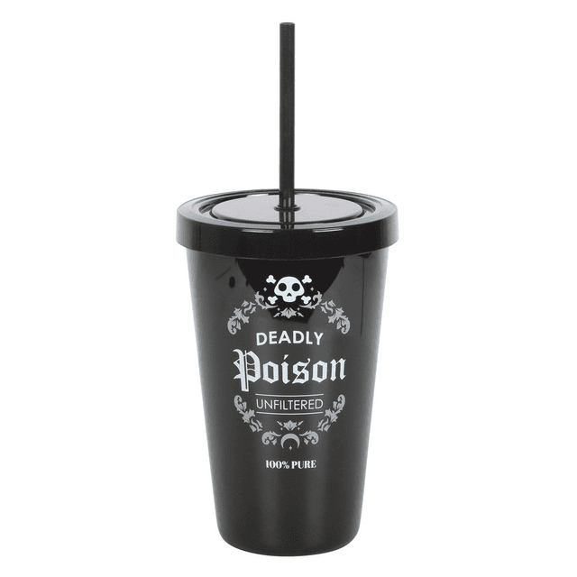 Gobelet en plastique avec paille et poison mortel