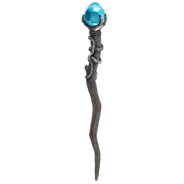 Baguette à griffes en argent avec gemme bleue